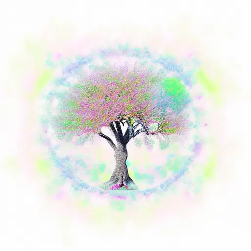Tree of Life half dead half bloomed tattoo design idea