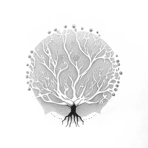Tree of Life half bloomed half dead  tattoo design idea