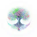 Tree of Life half dead half bloomed tattoo design idea