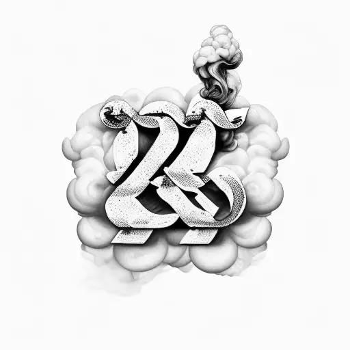 smoke with letters 1of1 tattoo design idea