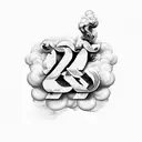 smoke with letters 1of1 tattoo design idea