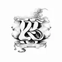 smoke with letters 1of1 tattoo design idea