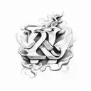 smoke with letters 1of1 tattoo design idea