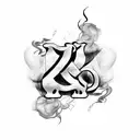 smoke with letters 1of1 tattoo design idea