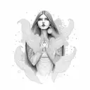 illuminated woman walking on a path tattoo design idea