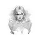 illuminated woman walking on a path tattoo design idea