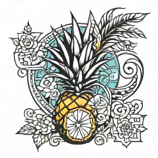 pineapple and semi colon incorporated tattoo design idea