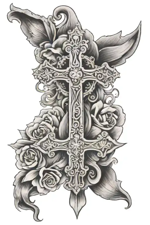 cross with Proverbs 3:5-6 tattoo design idea