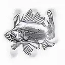 Salmon made of Binary Water Illusion Trippy tattoo design idea