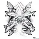 Salmon made of Binary Water Illusion Trippy tattoo design idea