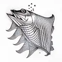 Salmon made of Binary Water Illusion Trippy tattoo design idea