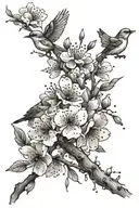 cherry blossom branch that fades to birds flying away tattoo design idea