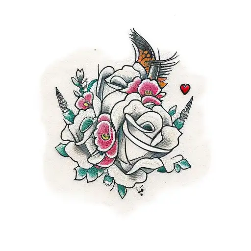 ramos com flores tattoo design idea