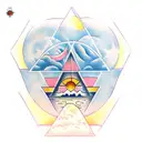 3 different triangles separated, horizontally. the first one containing  a sun, the second a wave and the third the moon tattoo design idea