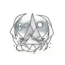 3 different triangles separated, horizontally. the first one containing  a sun, the second a wave and the third the moon tattoo design idea