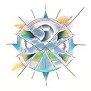 3 different triangles separated, horizontally. the first one containing  a sun, the second a wave and the third the moon tattoo design idea