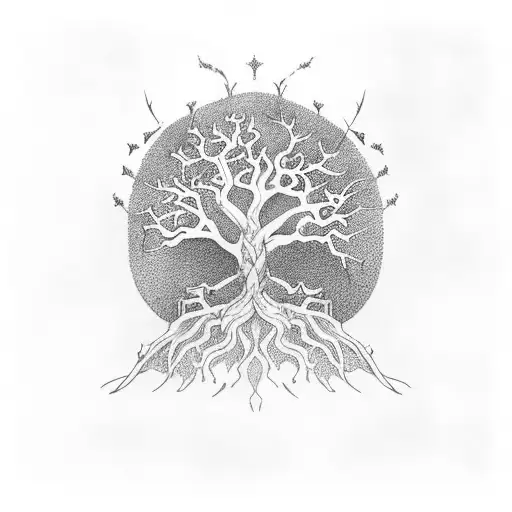 norse yggdrasil tree with 2 large ravens. Arm tattoo tattoo design idea