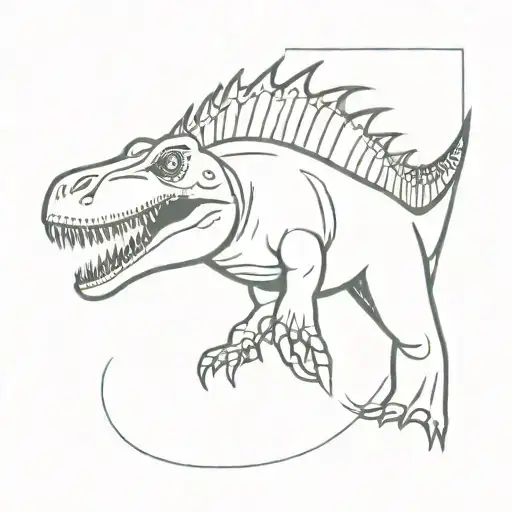 A  tattoo in a minimalist style on the arm representing a spinosaurus aegypticus tattoo design idea