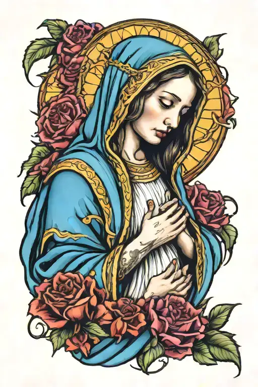 the Virgin Mary crying tattoo design idea
