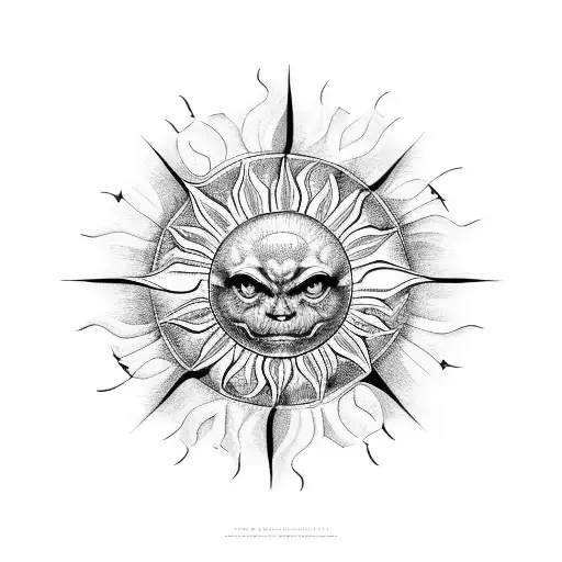 radiant sun tattoo design idea