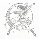 Dancer, star, moon  tattoo design idea