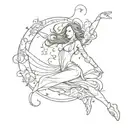 Dancer, star, moon  tattoo design idea