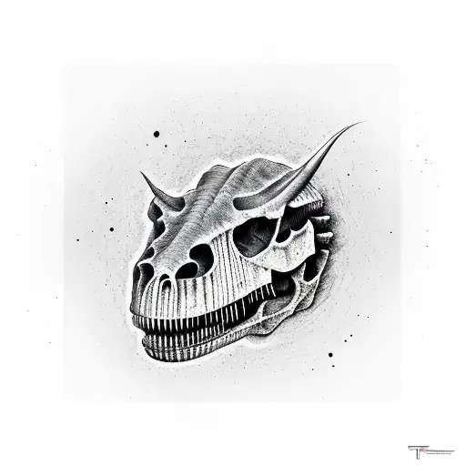 t Rex skull in woods tattoo design idea