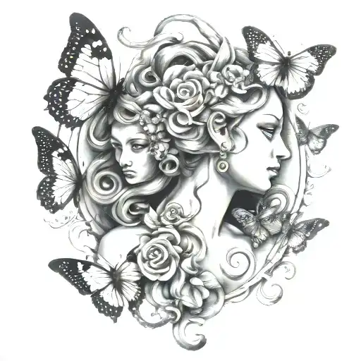 Medusa,semi colon,butterflies,neda tattoo design idea