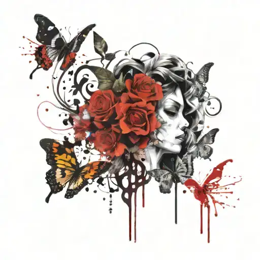 Medusa,semi colon,butterflies,neda tattoo design idea