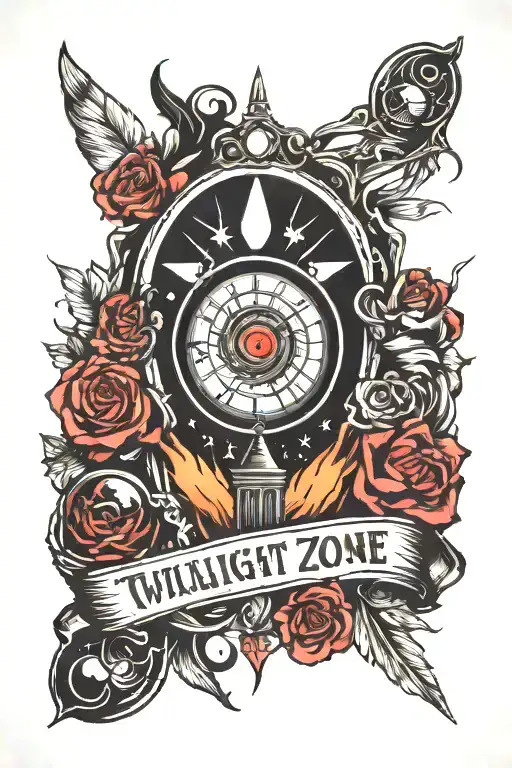 twilight zone themed sleeve tattoo tattoo design idea