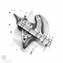 bass guitar and cross tattoo design idea