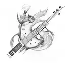 bass guitar and cross tattoo design idea