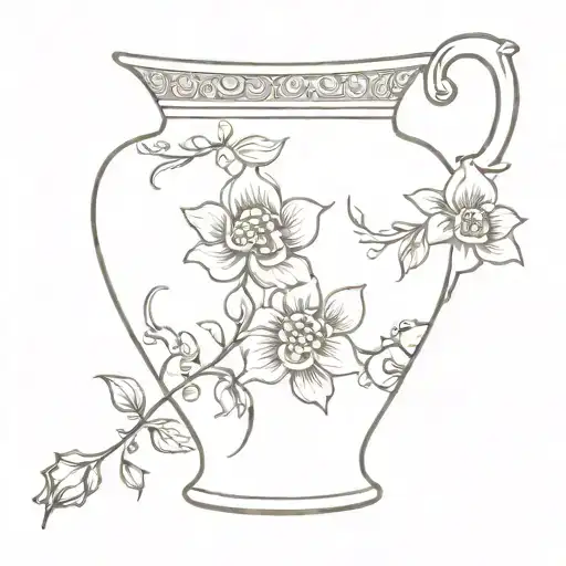 detailed flowery vintage china vase  tattoo design idea