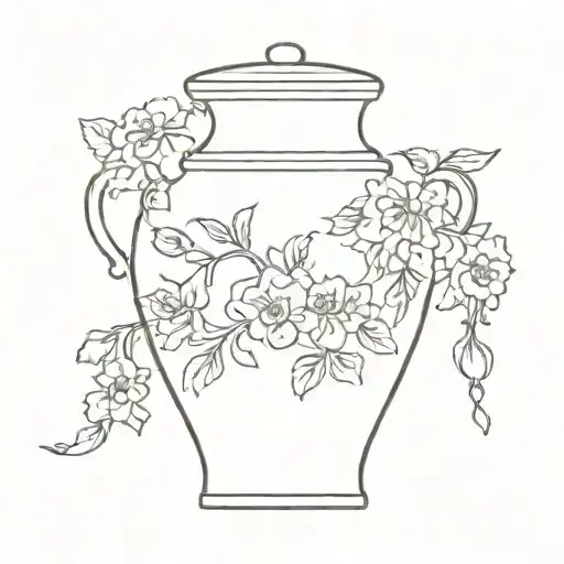 vintage china vase with lid tattoo design idea