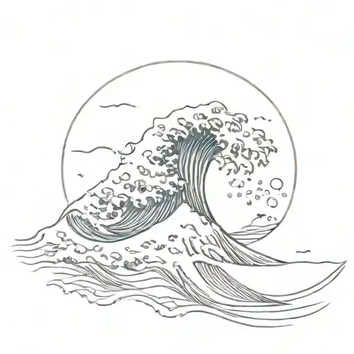 a samura sufing the great wave crashing tattoo design idea