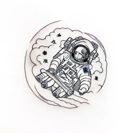 astronaut tattoo design idea