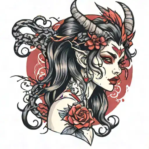 demon girl tattoo design idea