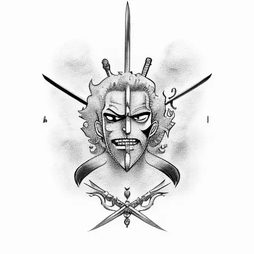 Zoro swords tattoo design idea