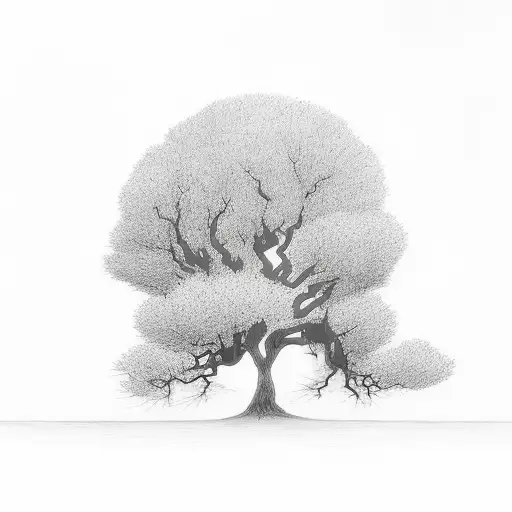 tree with family silhouette tattoo design idea