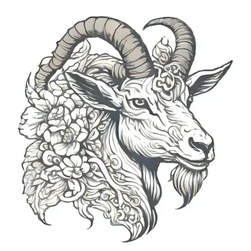 goat head tattoo design idea