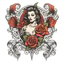 INSERT HERE vertical tattoo in a sensual and provocative and slutty style tattoo design idea