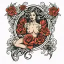 INSERT HERE vertical tattoo in a sensual and provocative and slutty style tattoo design idea