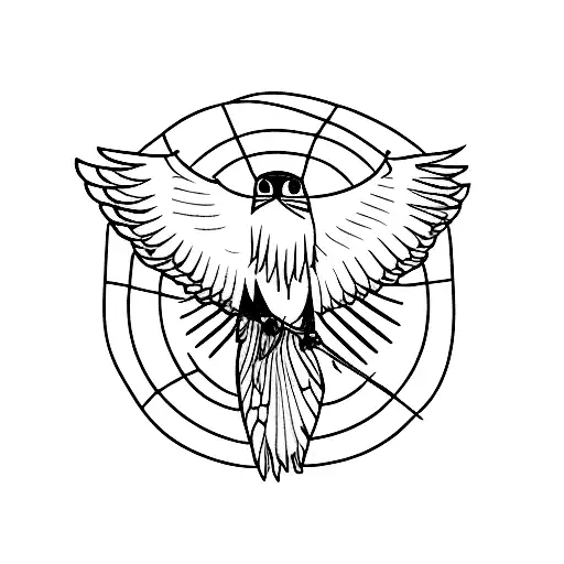 femining flying hawk flying overhead  tattoo design idea