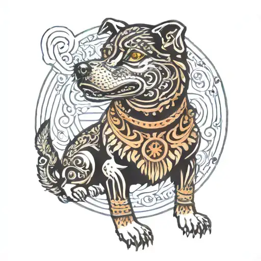 ancient greek dog tattoo design idea