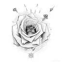 rose and Israel map with air plane tattoo design idea