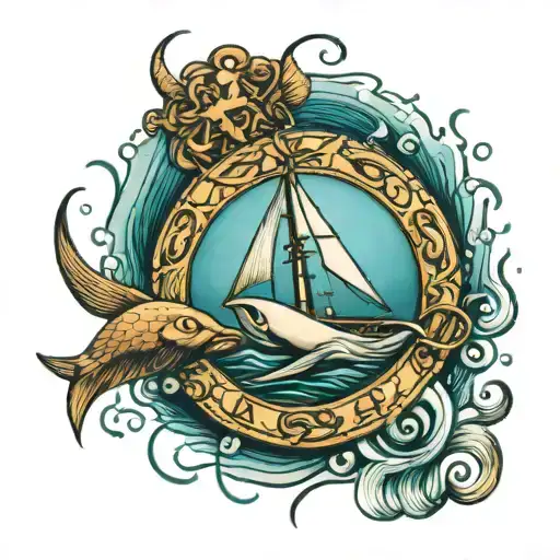 Lambda delta in the sea tattoo design idea