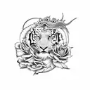 Dragon roses tiger tattoo design idea