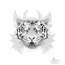 Dragon roses tiger tattoo design idea