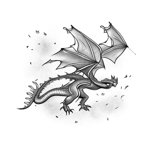 tiny dragons flying  with sparkles scattered around tattoo design idea