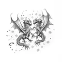 tiny dragons flying  with sparkles scattered around tattoo design idea
